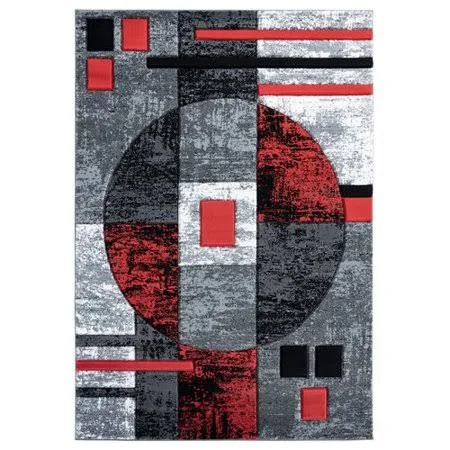 Orren Ellis Zabala Red/Gray Area Rug, Size: Rectangle 7'10 inch x 10'6 inch