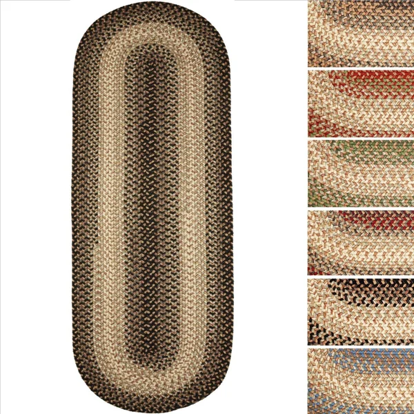 Ellsworth Indoor, Outdoor Reversible Braided Runner Rug by Rhody Rug (2& x 6&) Blue Lake