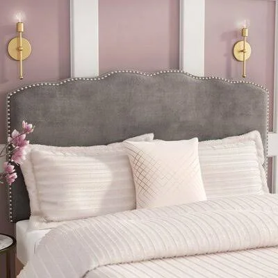 Eliza Upholstered Panel Headboard Gold Flamingo Teen Size: Full/Queen - Color: Silver