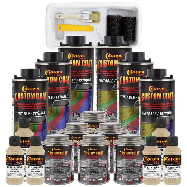 Custom Coat 30277 Sand Brown T95 Urethane Roll-On, Brush-On or Spray-On Truck Bed Liner, 1.5 Gallon Kit with Roller Applicator K