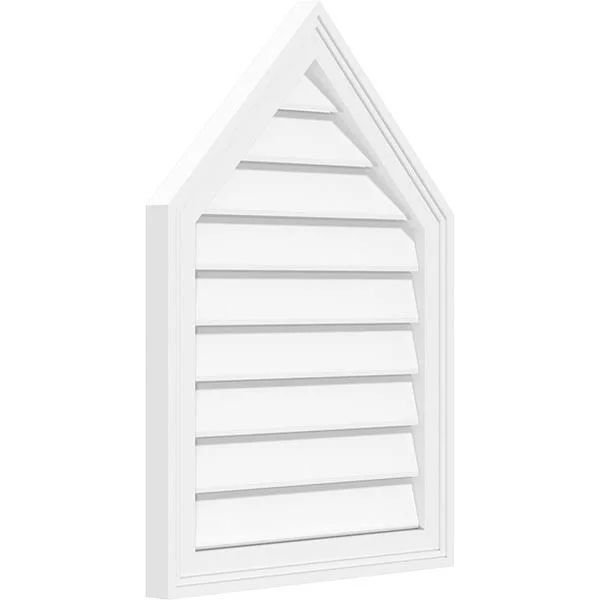 Ekena Millwork GVPPE28X4002SF-06 28x22W x 40x22H Peaked Top Surface Mount PVC Gable Vent 6/12 Pitch: Functional, w/ 2x22W x 1-1