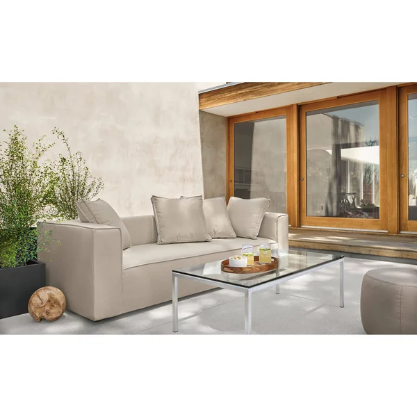 Room & Board - Modern Parsons Outdoor Coffee Table w/ 1x22 Leg 24d 48W 16h in Grey, Grey Recycled HDPE Top w/ Graphite Base