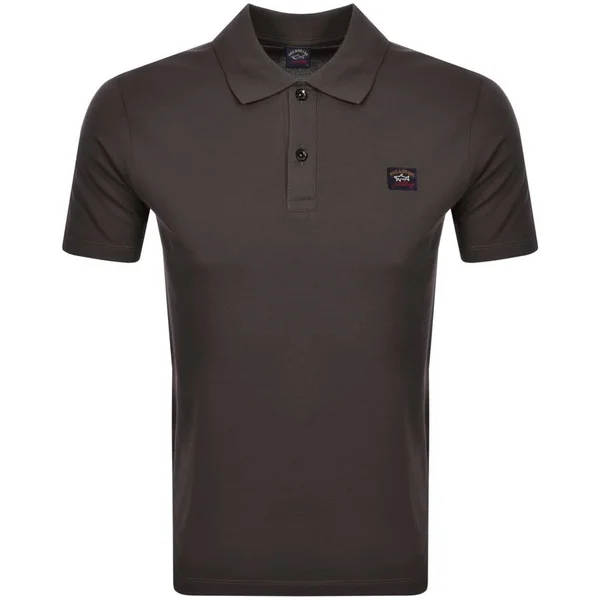 Paul & Shark Organic Cotton Piqué Polo with Iconic Badge - Brown