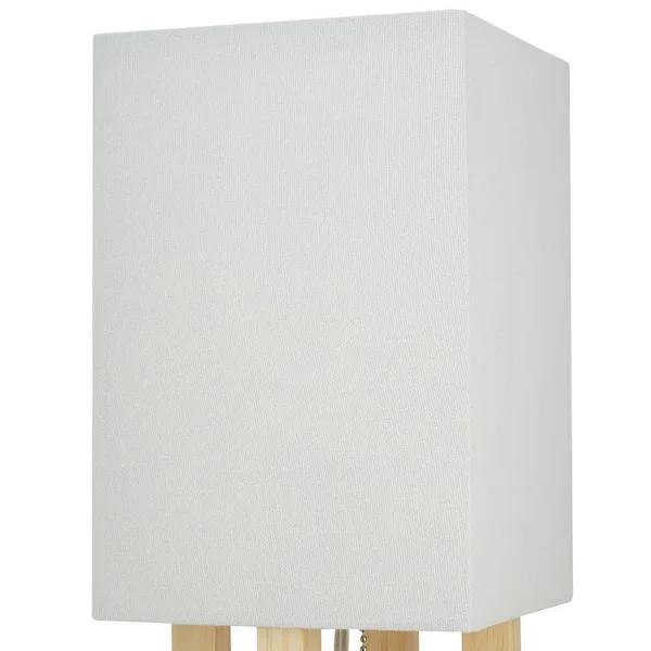 Cresswell Lighting Light Wood - Brushed Nickel Finish MDF Table Lamp 15 inchh, LED Bulb Included