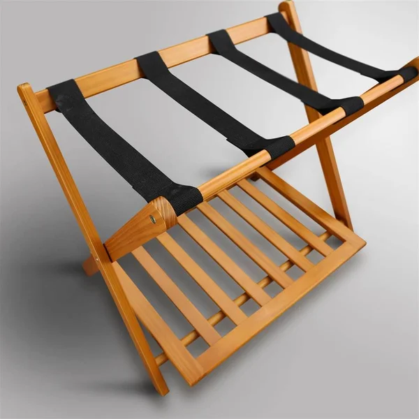 Casual Home Luggage Rack with Shelf - honey-oak