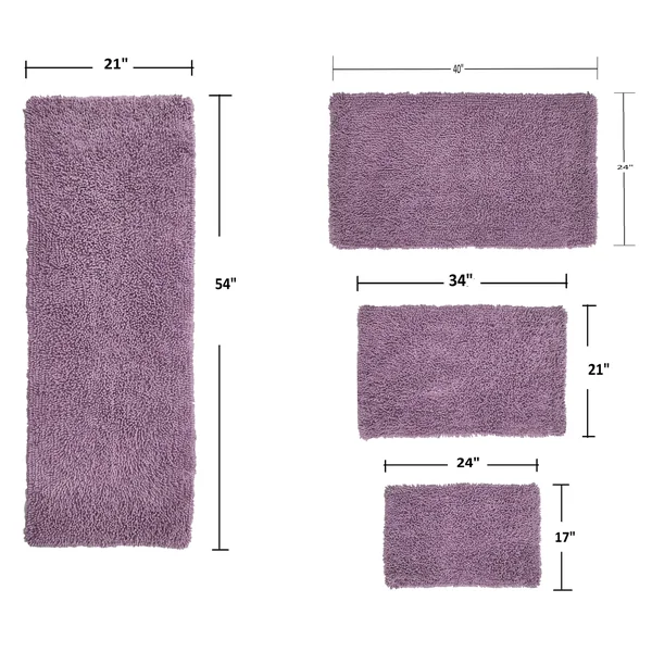 Waterford 3 Piece Bath Rug Set 17x24 21x34 24x40 Natural, Beige