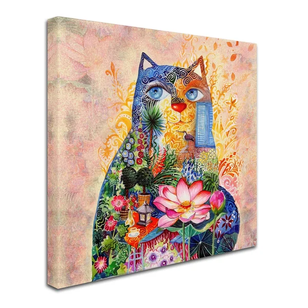 Trademark Fine Art Ali11401-C3535Gg Oxana Ziaka &Lotus Cat& Canvas Art