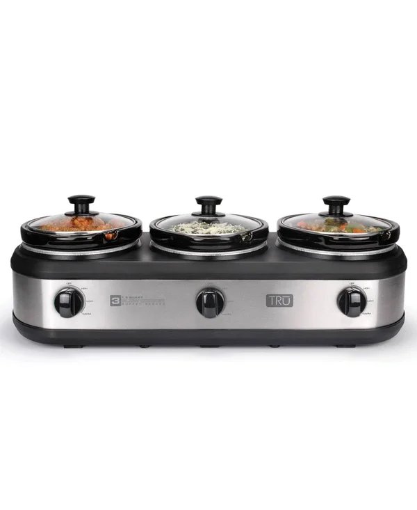 Tru Triple Slow Cooker, Silver
