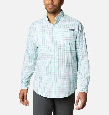Columbia Men's PFG Super Tamiami Long Sleeve Shirt - Medium, Cool Grey Small Check