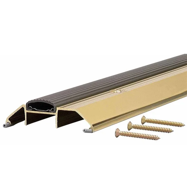 M-D Building Products Deluxe High 3-3/4 in. x 50 in. Aluminum Threshold with Vinyl Seal, Brite Gold