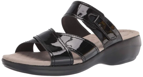 Clarks Women's Alexis Art Sandal Black Patent 6.5
