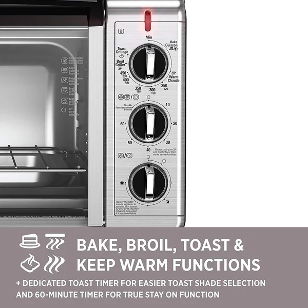 Black+decker TO3230SBD 6-Slice Convection Countertop Toaster Oven, Includes Bake