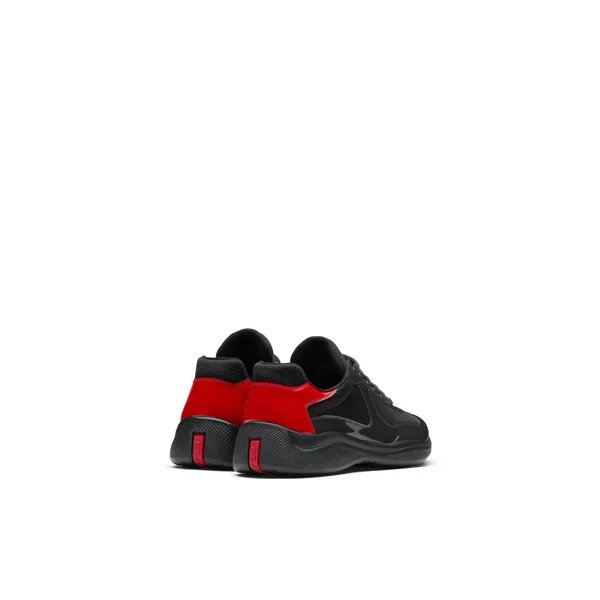 Prada America&s Cup Sneakers - Men, Anthracite Gray/Red, Size 7.5