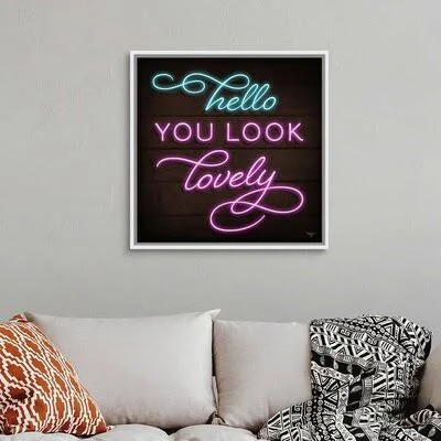 Neon Hello Mollie B. Wrapped Canvas Print on Canvas Winston Porter Format: White Framed, Size: 32x22 H x 32x22 W x 1.75x22 D