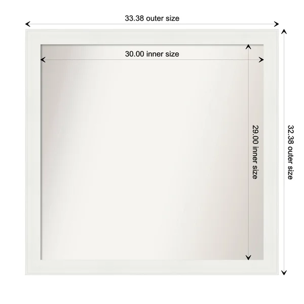 Amanti Art Medium Rectangle Matte White Casual Mirror (32.38 in. H x 49.38 in. W)
