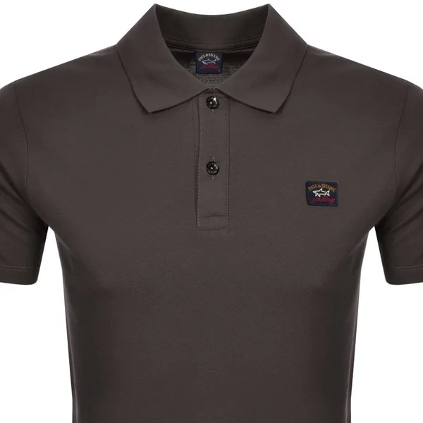 Paul & Shark Organic Cotton Piqué Polo with Iconic Badge - Brown