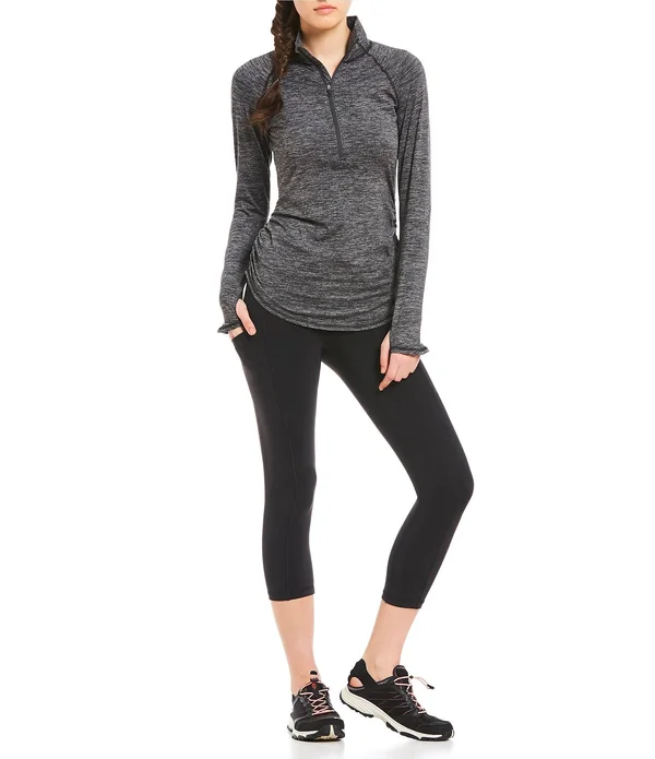 The North Face Women's Motivation Stripe 1/2 Zip TNF Black Micro Stripe, L