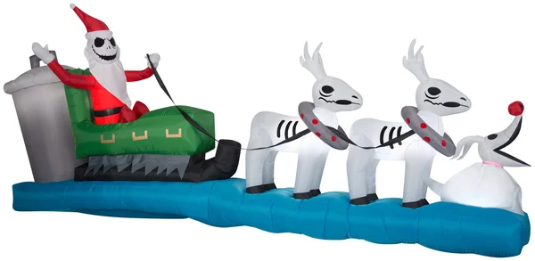 Gemmy Colossal Airblown Inflatable Jack Skellington Sleigh Scene