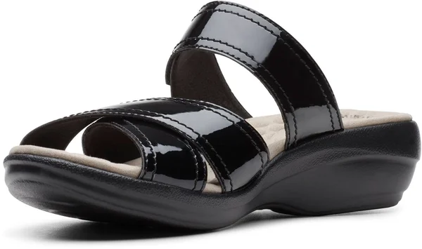 Clarks Women's Alexis Art Sandal Black Patent 6.5