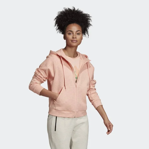 Adidas Women's ID Melange Hoodie - Large, Glow Pink