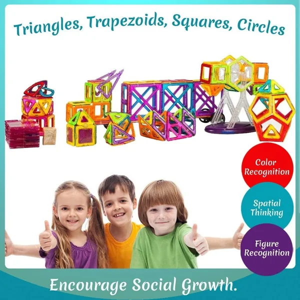 Magneticals Magnet Toys Tile Set, Pack of Two 198-piece Set - Total 396 Pieces, Learning and Exploration Magnet Toys Set, Stem E