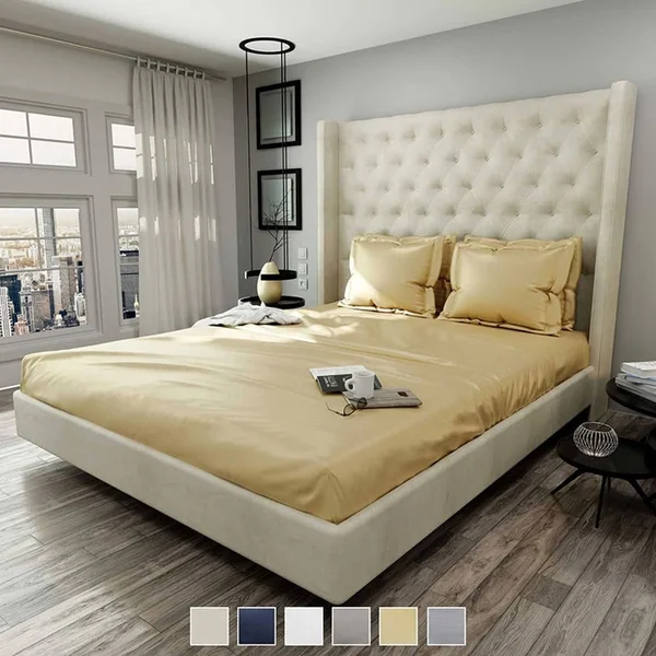 Cooling Planet 810018901790 17 in. Fisher West New York Bed Sheet Set California King - Light Gold 4 Piece