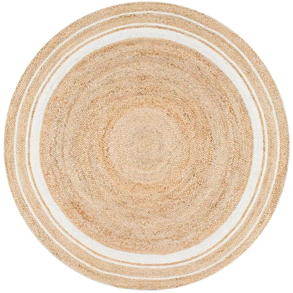 nuLOOM Rikki Braided Border Jute Area Rug, 4& x 6& Oval, Off-White