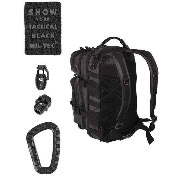 Mil-Tec US Assault Pack Backpack (Small/Tactical Black) - 51 x 29 x 28 cm