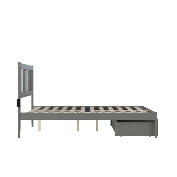 Atlantic Furniture Tahoe Full Bed with Foot Drawer and USB Turbo Charger in Grey