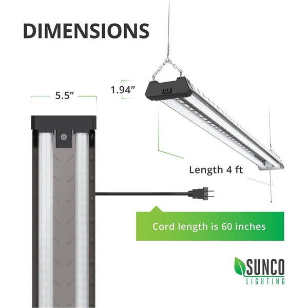 Sunco Lighting LED Shop Light - Industrial, Frosted, 12 Pack, 5000K