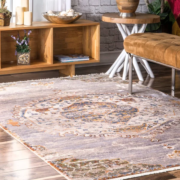 Nuloom Shaunda Medallion Fringe Area Rug - Gray