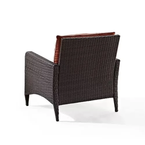 Mosca Ottoman with Cushion World Menagerie Cushion Color: Sangria