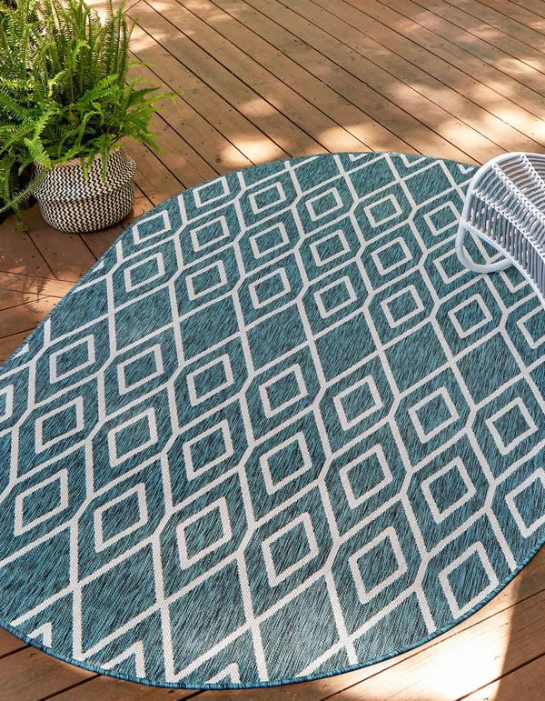 Jill Zarin Home Teal Turks and Caicos Indoor/Outdoor Rug 7&10x22x10& Oval
