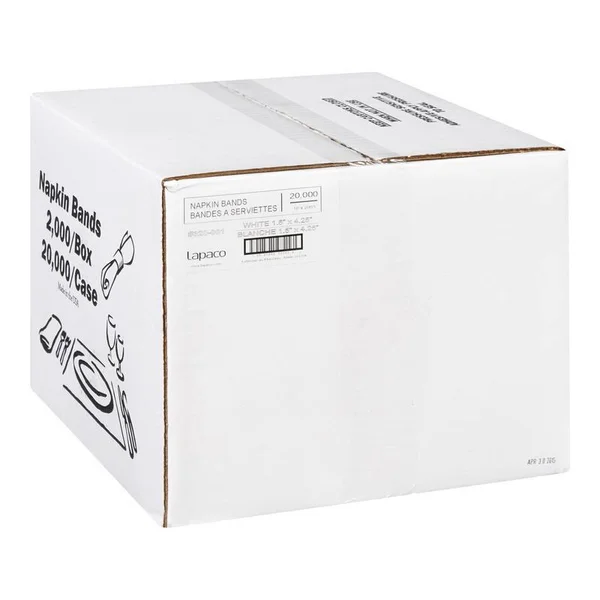 Lapaco 320-001 Napkin Band White 1.5'' x 4.25''