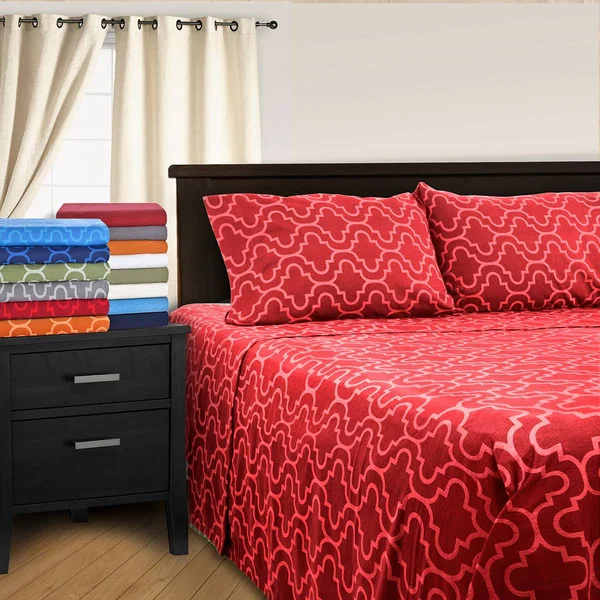 Trellis Flannel Cotton Sheet Set by Superior - Size: California King, Blue