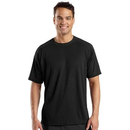 Sport-Tek Mens Raglan Athletic T-Shirt, Pack of 6, Men's, Size: 2XL, Black