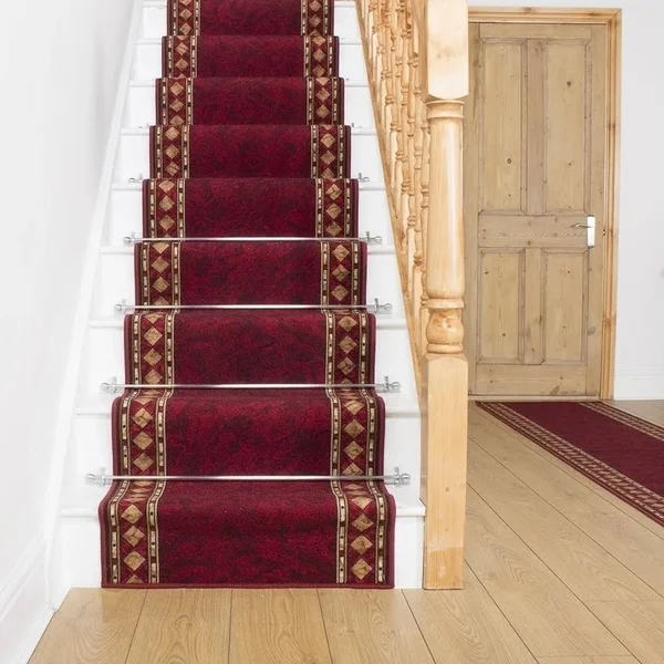 runrug USA Cheops Red Stair Carpet Runner Length: 28 foot, WIDTHS