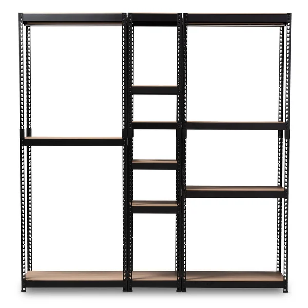 Baxton Studio Contemporary 10-Shelf Closet Storage Racking Organizer - Black