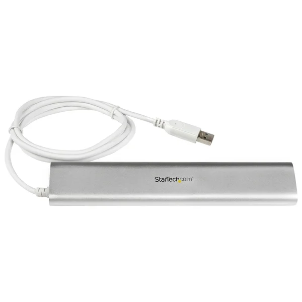 StarTech.com Compact USB 3.0 with Built-in Cable Aluminum USB Silver USB3 with 20W Power Adapter Peripheral Sharing Switch - 7 S