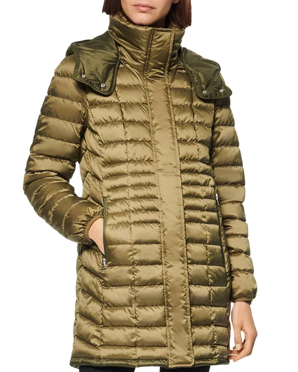 Marc New York Marble Puffer Coat - Large, Army Green