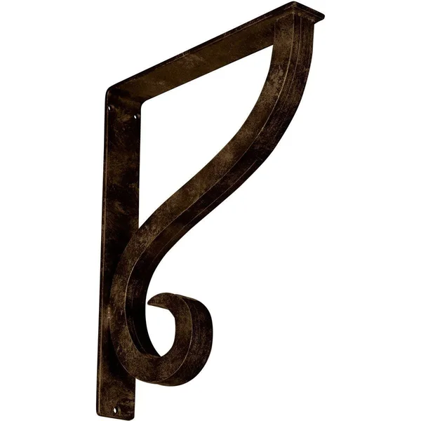 Ashford Wrought Iron Bracket Antiqued Brass 2x22W x 12x22D x 15x22H - (Triple Center Brace)