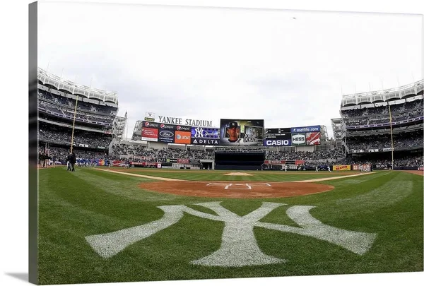 View from Field Level Prior During A Game at Yankee Stadium in New York City, Large Solid-Faced Canvas Wall Art Print, Great B
