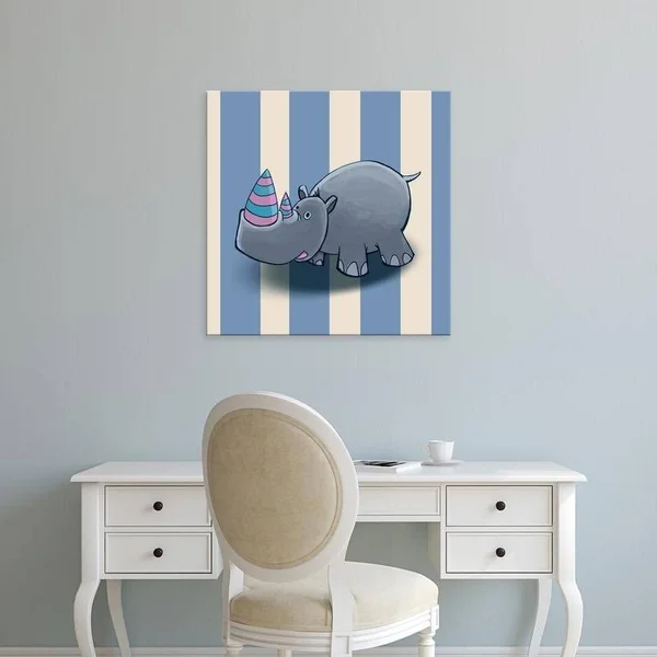 Easy Art Prints GraphINC's 'Rhino' Premium Canvas Art - 30 x 30 - Brazilian Barnwood Frame
