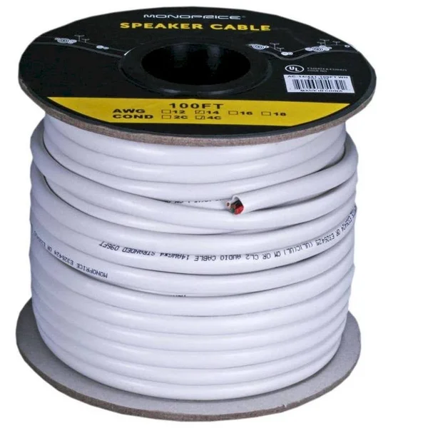 Monoprice 4039 100ft 14AWG CL2 Rated 4-Conductor Loud Speaker Cable
