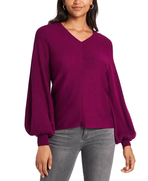 1.State Women's Bubble Sleeve Sweater - White - Size Xxs