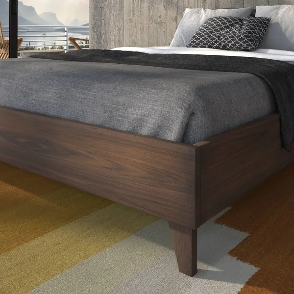 Kotter Home Solid Wood Mid-Century Platform Bed - Grey/White Wash - Full