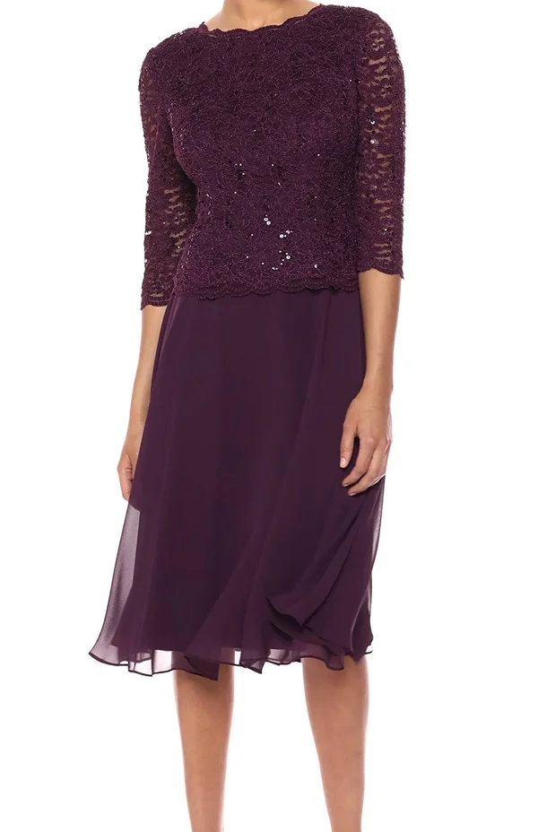 Alex Evenings Women's Dress Purple Size 14p Petite Sheath Sequin Lace