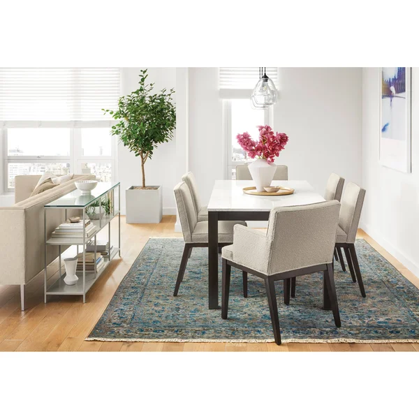 Room & Board - Modern Ansel Arm Chair in Trend in Pink (plain-weave) w/ Walnut Frame - Stain-repellent Fabric