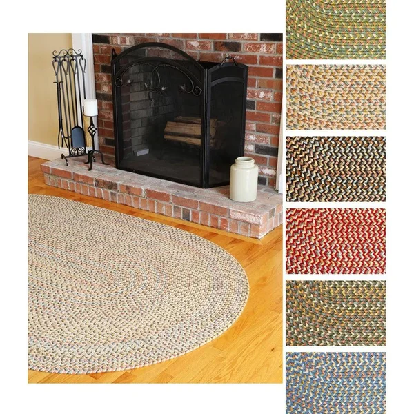 Rhody Rug Cozy Cove Indoor/Outdoor Braided Rug - 3& x 5& Oval - Olive