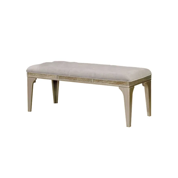 Benzara - Wooden Bench with Comfy Cushioned Seat Gray